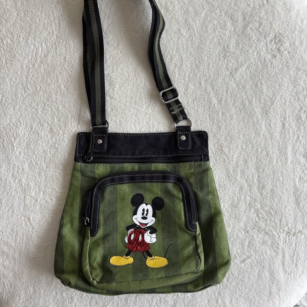 Walt Disney World Mickey Mouse Green Cross Body Bag Vacation Travel Purse 11" - Picture 4 of 5